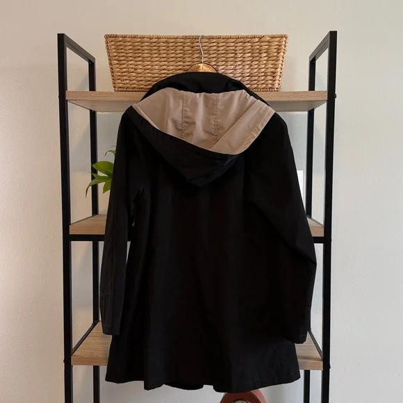 Coldwater Creek Black Hooded All Season Trench Coat Pocket Jacket, S - Picture 6 of 8